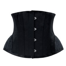 Serre taille corset underbust noir épais coton armatures métal steel bone