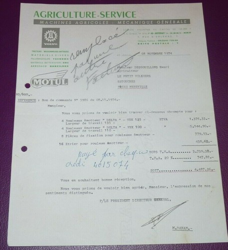 Ancienne facture agriculture - facture,