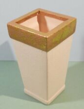 6" Tall Mikasa SIA Earthenware Floral Vase Cream Texture & Gold Leaf Container