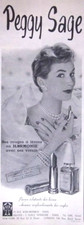 1954 PEGGY SAGE PRESS AD BRIGHT LIP AND NAIL SET