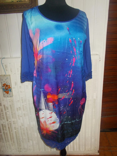 Robe longue polyester bleu