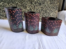 Lot 3 portes bougie en bois peint à la main de Madagascar artisanal décoration