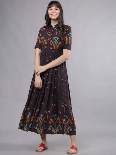Robe chemise ligne imprimée - a-ligne,