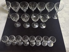 19 Pcs Val St Lambert Style Crystal Glasses In Different Sizes