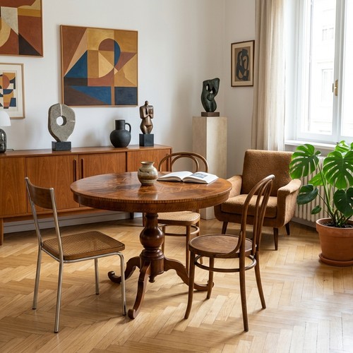 Table ronde ancienne noyer - ancienne,