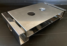 CHAUFFE PLAT BOUGIE INOX ACIER BROSSE MODERNISTE 1970 Style MONNET PERGAY KAPPA