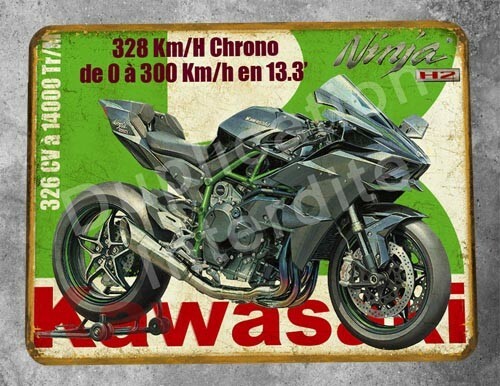 Plaque métal vintage kawasaki - plaque,