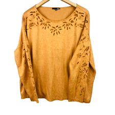 Etam haut femme taille XL marron doré top dames 88% viscose ladies t shirt brown