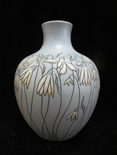 Art Nouveau METTLACH Villeroy & Boch Blue CYCLAMEN Flower Stoneware 2477 Vase