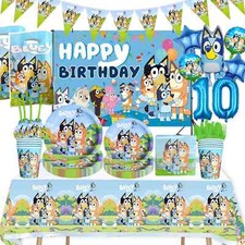 Bluey Bingo Plates Cup Banner Tablecloth Cake Topper Birthday Party Supplies