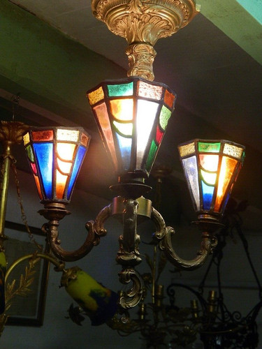 Lustre bronze art nouveau - bronze,