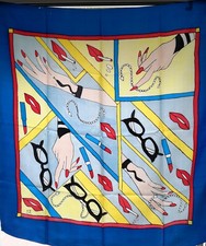 Foulard vintage peint à la