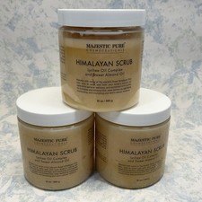 Majestic Pure Himalayan Scrub Lychee/Sweet Almond Oil 10oz ( Lot of 3 ) New