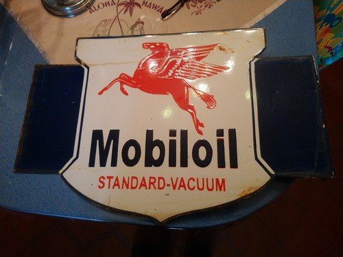 Rare mobiloil emaillee - emaillee, double