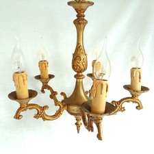 Antique Bronze Chandelier. 5 Arm, Rococo/Baroque Chandelier. Ceiling Light.