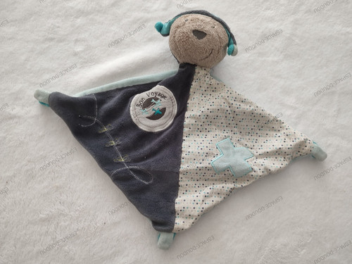 Doudou plat ours lazare - , bleu