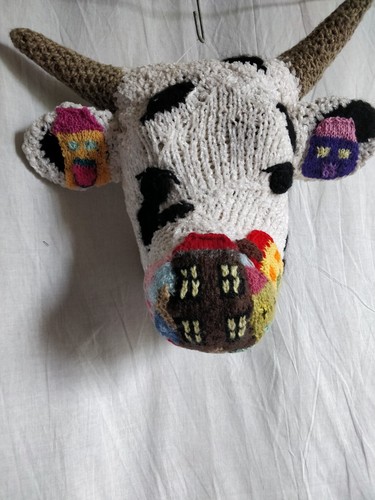 Papier mâché tête vache - papier,