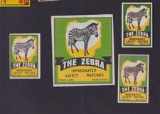 4 Antique Match Tag Italy BN186369 Zebra