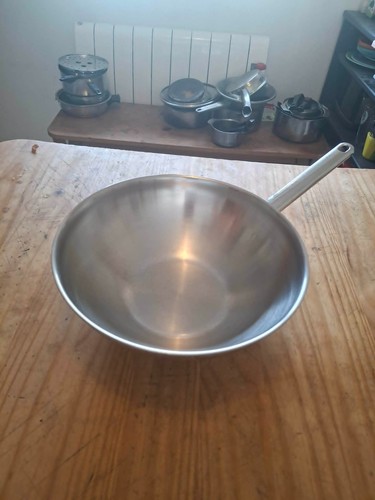 Wok inox fond plat - inox,