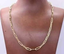 4.4mm Paperclip Long Link Chain Necklace 14K Yellow Gold Finish 18 inches.
