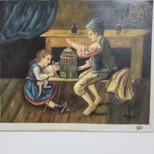Tableau Scène Enfants Peint