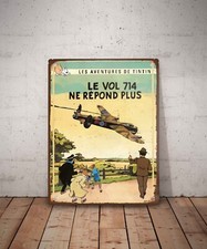 Plaque métal vintage Le vol 714 Tintin Panneau Décoration Déco Affiche Bd Poster
