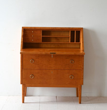 MidCentury Oak and Root Secretaire, Vintage Scandinavian Design, 60s