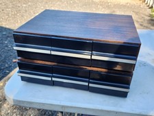 Lot 2 boîtes vintage 2 x 3 tiroirs pour 72 cassettes audio K7 effet bois