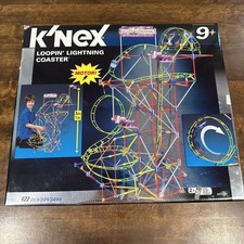 K'Nex Loopin' Lightning Roller Coaster 622 pieces Set Motor Used Un-tested /