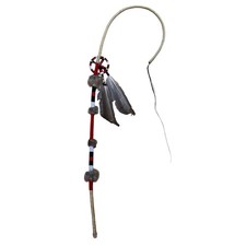 Native American Style Ceremonial Wand Staff Peace Wheel Feathers Beadwork Rabbit