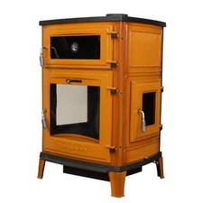 Poêle en fonte émaillée avec four, poêle à bois, poêle % 100 en fonte