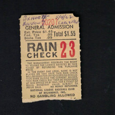 1962 Houston Colt 45s (1st Year) Ticket Stub at Milwaukee Braves w/Free Shipping