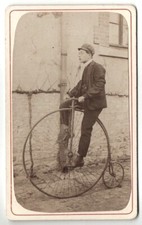 bicycle large bi - photo cdv c. 1890 a cyclist - cycling sport unicycle