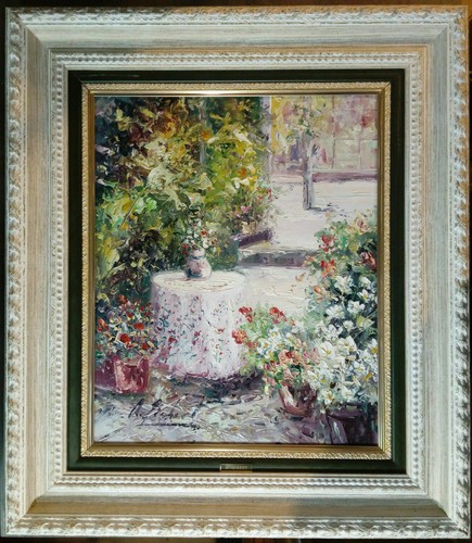 Terrasse avec fleurs table - fleurs,