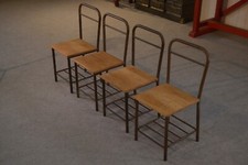 1950's Oak Industrial Seating Chair Set of 4