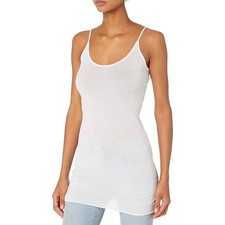  ENZA COSTA Tissue Jersey Layering Tunic Tank Women Medium White Pima Cotton NEW