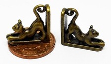 Poupées Maison Chat Serre-Livres Ancien Métal Effet Étirement 1:12 Échelle Book