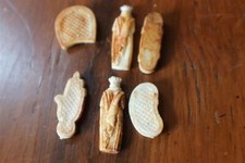 lot of 6 antique feves HORSESHOE HAND FATMA KING BABY cookie & plastic