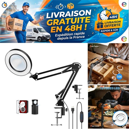 Lampe loupe led 10x - 10x, à