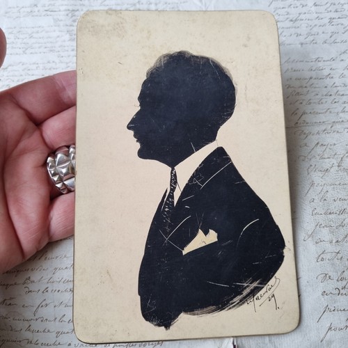 Silhouette dessin signé - dessin, 1929