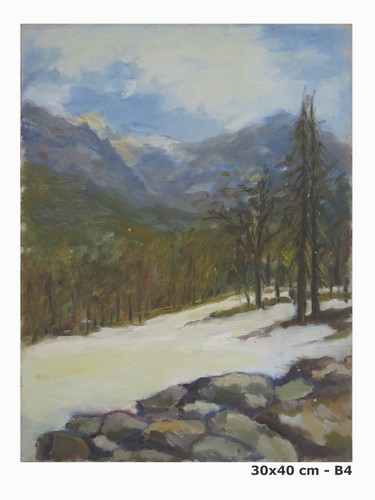 Tableau huile paysage hiver - paysage,