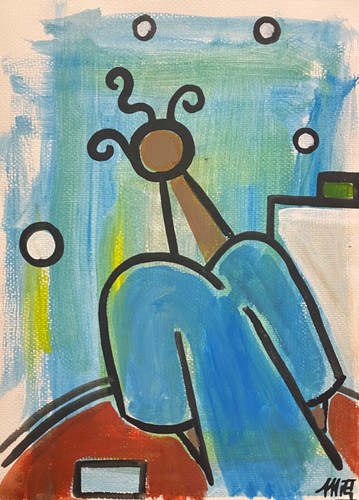Diva gouache art - gouache, naif