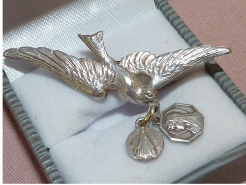 Ancienne broche colombe porte
