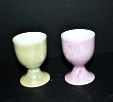 Lot of 2 Vintage Pastel Porcelain Cupcups - Yellow & Iridescent Pink