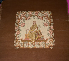Antique Napoleon III era tapestry to cover an armchair 80 cm x 81 cm