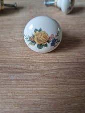 Ancien bouton tiroir poignée placard PORCELAINE FLEURS plusieurs dispo A L’UNITÉ