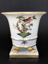 Superbe VASE porcelaine HEREND HUNGARY ROTHSCHILD BIRD oiseaux papillons en TBE