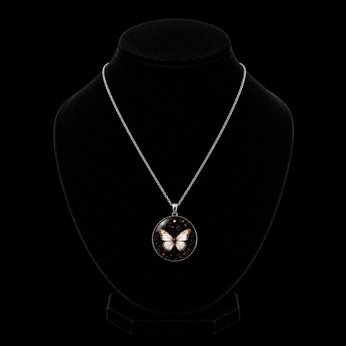 Collier papillon blanc fait - papillon,