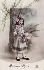 CP PAQUES PETITE FILLE PANIER OEUFS - 43428