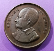 Médaille commémorative en bronze, Olivier de Serres, graveur H. de Longueil